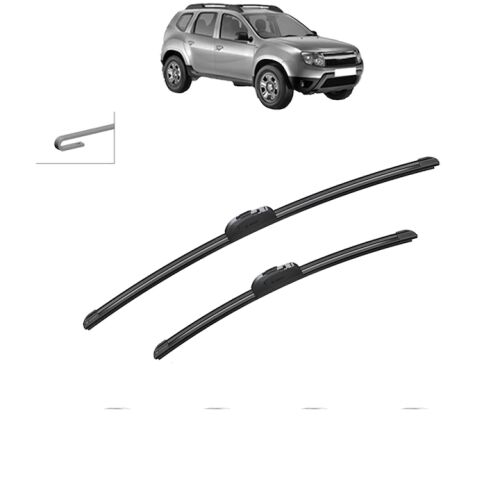Bosch Aerotwin Retrofit szélvédő törlőlapát szett Renault Duster (HS) 2010-2018 modellekhez, két lapos törlőlapátot és egy kis képet a kompatibilis autóról - Bosch