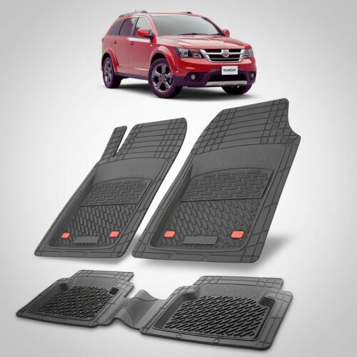 TEAMCAR méretpontos fekete gumiszőnyeg szett Fiat Freemont Facelift SUV 2014-2016 modellekhez, autóval 