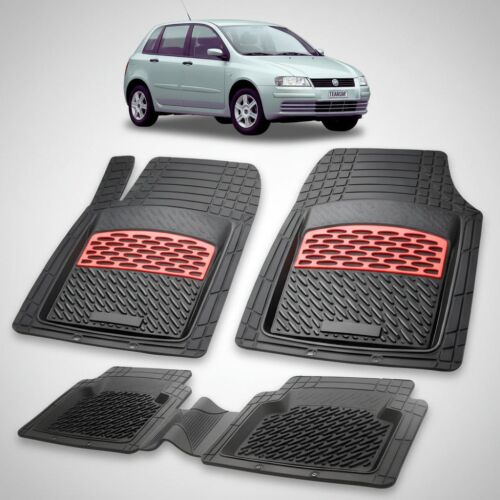 TEAMCAR gumi autószőnyeg szett fekete színben piros betétekkel, teljes készlet Fiat Stilohoz, védi az autó belső terét a szennyeződésektől és a kopástól - Autószőnyeg