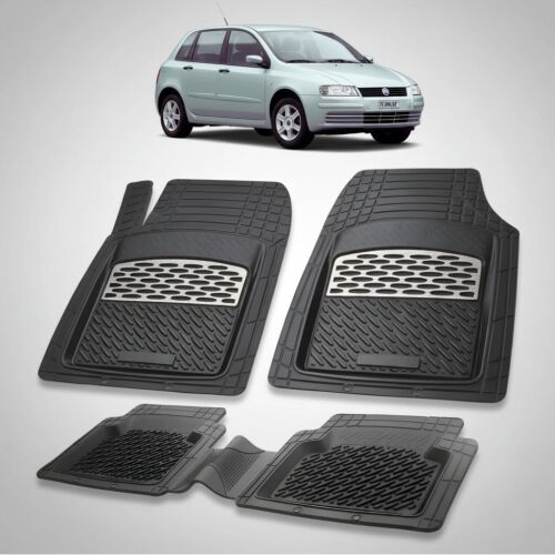 TEAMCAR Fiat Stilo Hatchback 5 ajtós gumiszőnyeg szett 2001-2004 modellekhez ezüst díszítéssel, kompatibilis autóval együtt - Autós kiegészítő