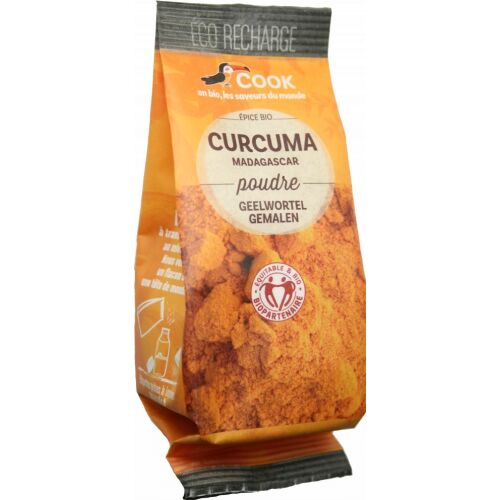 Cook bio kurkuma por utántöltő, 35g bio curcuma fűszer narancssárga tasakban, fenntartható használatra - Fűszer
