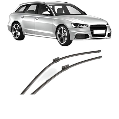 Valeo Silencio Xtrm ablaktörlő szett AUDI A6 C7 Avant szélvédőhöz, szilikonnal bevont gumi lapátok, ezüst Audi A6 C7 Avant autóval egy fehér háttéren - Valeo