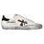 Premiata Stevend 7605 női fehér bőr sneaker leopárd mintás logóval és fémes díszítéssel, oldalnézet fehér háttéren