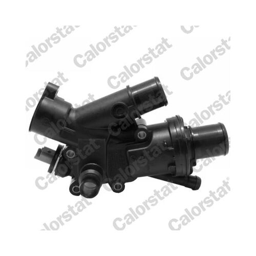 CALORSTAT by Vernet TH7144.83J hűtőfolyadék termosztát műanyag házzal és érzékelővel, ferde nézet fehér alapon, Citroen és Ford dízelmotorokhoz - Jármű csatlakozó és szerelvény