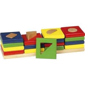 Goki Geometrisches Stapelspiel, 16 Teile, Formsortierer, Holzspielzeug für Kleinkinder, Farben- und Formerkennung, Entwicklung der Feinmotorik - Babys & Toddler