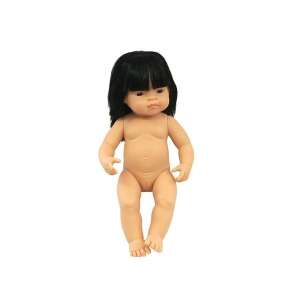 Miniland 38cm Asian girl doll with black hair, waterproof, for role-playing - Miniland