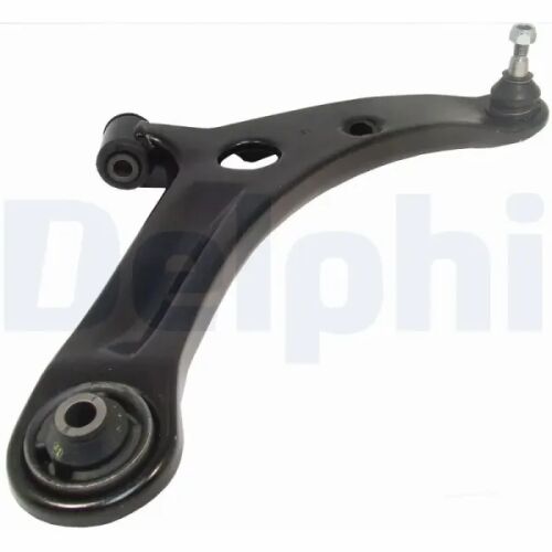 Delphi TC2528 lengőkar Mitsubishi Colt VI és Smart Forfour modellekhez, M12x1.5, fekete színben, ferde nézetben fehér háttéren, kiemelve robusztus felépítését - Lengőkar