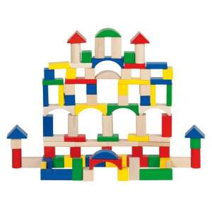 Goki 100 darabos fa építőkocka, színes építőkockák gyerekeknek, építőjátékok kisgyermekeknek, fa építőkockák kreatív játékhoz - Goki