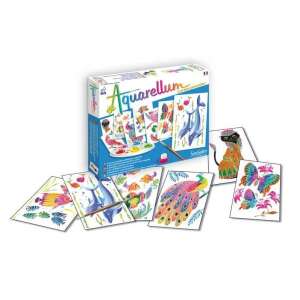 Aquarellum animal painting set, postcard size, Sentosphere SA680, includes 8 cards, paints, brush, and palette - Sentosphere