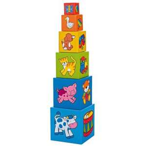 Goki állatos torony, kézügyesség fejlesztő játék kisgyermekeknek - Goki