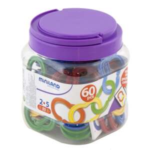 MINILAND Giant Chain Links, 60 pieces, educational toy for preschoolers, colorful plastic links, develop fine motor skills and hand-eye coordination - Miniland Creative Toy