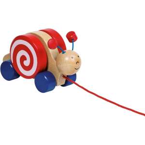 Goki Holz-Ziehspielzeug Schnecke, rot und blau, für Kleinkinder - Goki