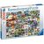 Ravensburger VW Bully pillanatok 3000 darabos kirakó doboza, amelyen különböző Volkswagen T1 és T2 kisbuszok kollázsa látható, jól látható Ravensburger logóval és darabszámmal. A doboz enyhén ferde nézetben, az 1. képhez hasonlóan.