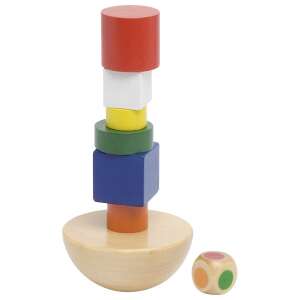 Goki GKHS129 Balance-Turm Spiel für Kinder, Holz-Stapelspiel mit Würfel, Vorschul-Entwicklungsspielzeug - Schaukelpferde, Schaukeltiere und Entwicklungsspiele für Kinder im Kindergartenalter