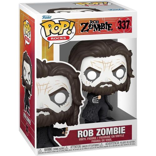 Funko POP! Rocks Rob Zombie (Dragula) vinyl figura az eredeti dobozában, a gyűjthető tárgy sötét hajjal, fehér arcfestéssel és szakállal, a sorozat 337. darabja. 