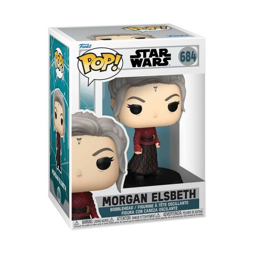 Funko POP! Ahsoka S2 Morgan Elsbeth bobblehead figura a csomagolásában, a Star Wars karaktert ábrázolva szürke hajjal és piros-fekete ruhában. - Mesehős figura