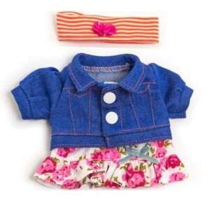 Miniland 21cm doll clothes set, denim jacket, floral skirt, headband - Miniland