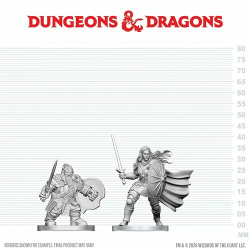 D&D Nolzur's Marvelous Miniatures Törzs Harcos és Ork Paladin figurák, festetlen, méretarányos vonalzóval - Gaming