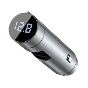 BASEUS bluetooth FM transmitter autós töltő 2 USB aljzat (5V / 3A, 18W, gyorstöltés támogatás, LED kijelző) EZÜST CAT S60, Apple iPhone 7 Plus 5.5, Apple iPhone 7 4.7, Evolveo Strongphone Q5,