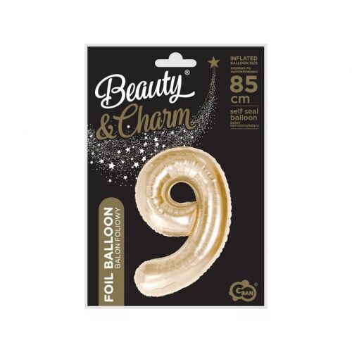 Pezsgőszínű B&C Champagne 9-es szám fólia lufi 85 cm 179792061 - Lufi