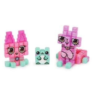 Pixobitz Metallic - 3D Pixel-Art-Kreationen, baue deine eigenen Charaktere, Hase, Lama, Frosch, rosa, grün, metallic - Bastelperlen & Zubehör