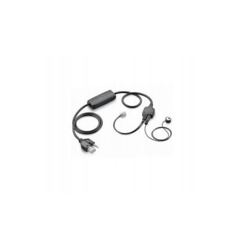 Plantronics APV-63 headset kábel RJ9 csatlakozóval, fekete színű, telefonokhoz való headsetek csatlakoztatására tervezve, fehér háttéren. - Headset kiegészítő