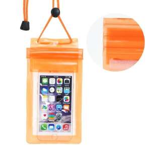 Orange waterproof phone pouch with zipper closure, for swimming, boating, and water sports - Phone Case