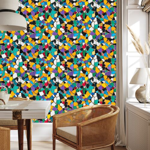 Színes mozaik tapéta arany, tenger és türkiz 50x1000 cm 179963379 - Tapéta