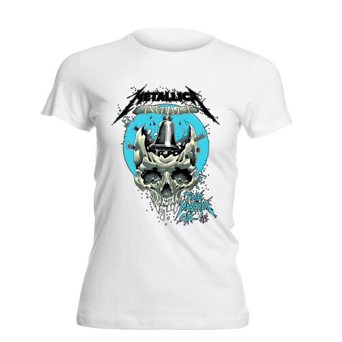 Metallica Koponya Time Marches On kék mintás fehér női póló 3XL méretben 180001605 - Divat és öltözködés