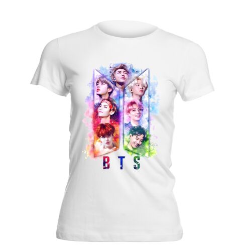 BTS K-pop mintás fehér női póló S méretben 180002263 - Divat és öltözködés