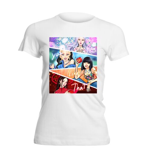 BLACKPINK How You Like That Anime mintás fehér női póló XXL méretben 180002618 - Divat és öltözködés
