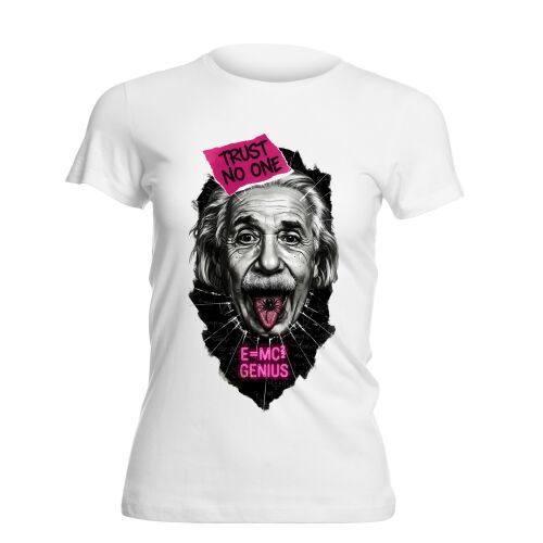 Einstein Trust No One E=MC2 Genius pók pop art mintás fehér női póló XL méretben 180003866 - Divat és öltözködés