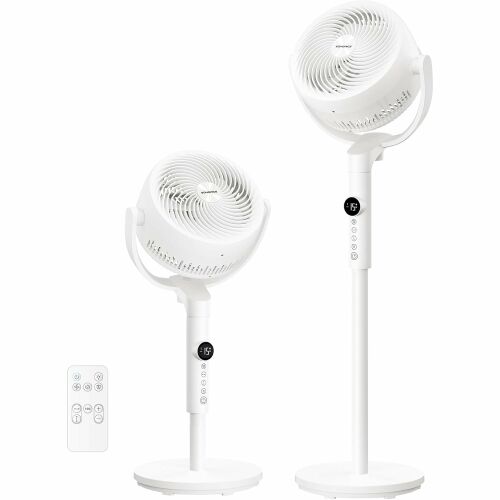 SONGMICS állítható magasságú lábú ventilátor távirányítóval, két magasságot és a távirányítót mutatja a sokoldalú hűtésért - Ventilátor
