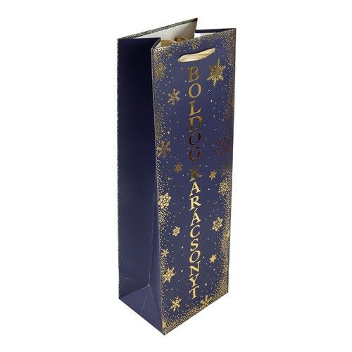 Dísztasak boros 12x36 cm kék - arany 180185886 - Ajándéktasak