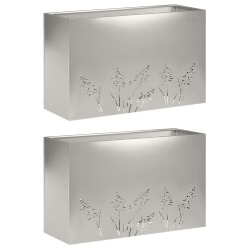 Kerti cserép 2 db Ezüst 80 x 30 x 49 cm Rozsdamentes Acél 180192742 
