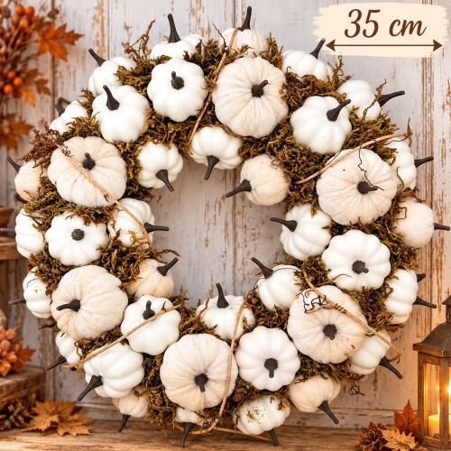 Fehér tökös őszi koszorú – 35 cm 180215337 - Ajtódísz