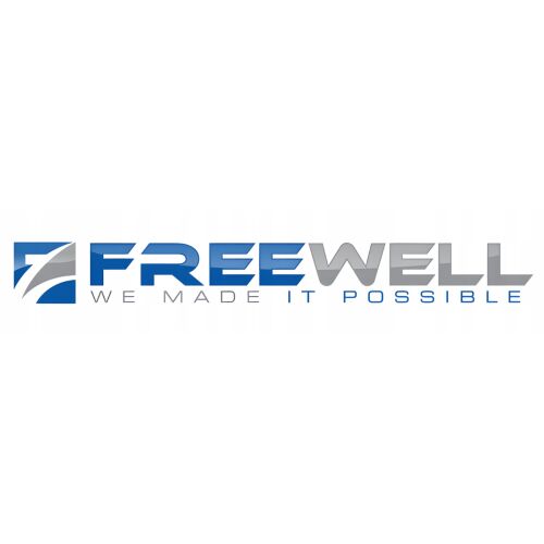 Freewell logó, kék és szürke szöveg 'Freewell We Made It Possible' felirattal - Kamera objektív szűrő