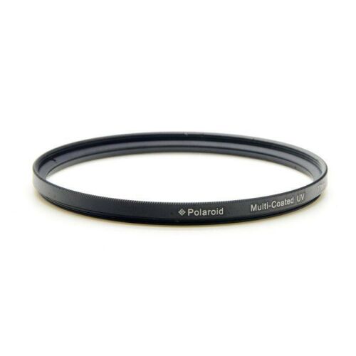 Polaroid 37mm többrétegű UV szűrő, döntött nézet, fehér háttéren, látható 'Polaroid Multi-Coated UV' felirattal - Kamera objektív szűrő