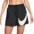 Nike W NSW CLS WVN MR 5" LOGO SHORT női rövidnadrág, elölről, fekete, nagyméretű fehér Nike pipával, modellen viselve