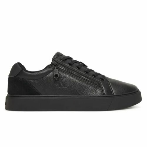 Calvin Klein CLASSIC CUP LACEUP ZIP LTH fekete férfi sportcipő, oldalnézet cipzárral - Férfi utcai cipő