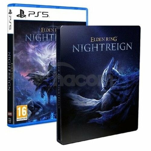 Elden Ring Nightreign Seekers Edition PS5 játék játékdobozzal és SteelBook tokkal, sötét fantasy művészeti ábrázolással, mely egy köpenyes alakot mutat mindkét borítón 