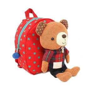 Gyermek hátizsák plüssmackóval, levehető gyerekpórázzal - piros 45868673 Ovis hátizsákok, táskák