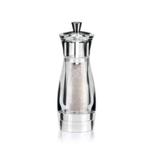 Mlynček na soľ VIRGO, 14 cm, priehľadný akryl, nerezová oceľ, nastaviteľná hrubosť mletia, mlynček na soľ - Skladovanie a organizovanie