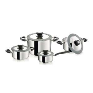 TESCOMA SmartCOVER 8 piece cookware set, stainless steel pots with glass lids and silicone edges - Tescoma