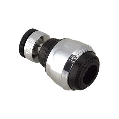 PRESTO chrome water-saving aerator, angled view