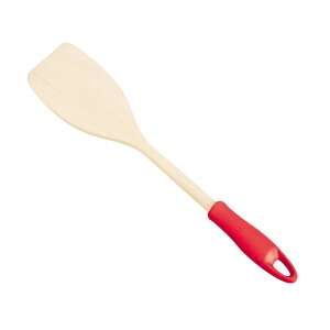 Tescoma PRESTO WOOD turner spatula, red handle, wooden spatula for cooking, non-stick surface, heat resistant, dishwasher safe - Presto