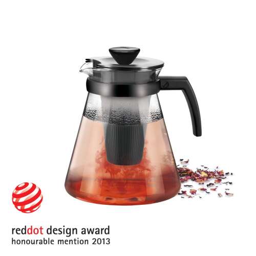 TEO 1.7L szklany czajnik do herbaty z filtrem, czarny uchwyt, laureat nagrody red dot design award