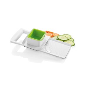 HANDY Adjustable Slicer with food holder and sliced vegetables - Handheld slicer