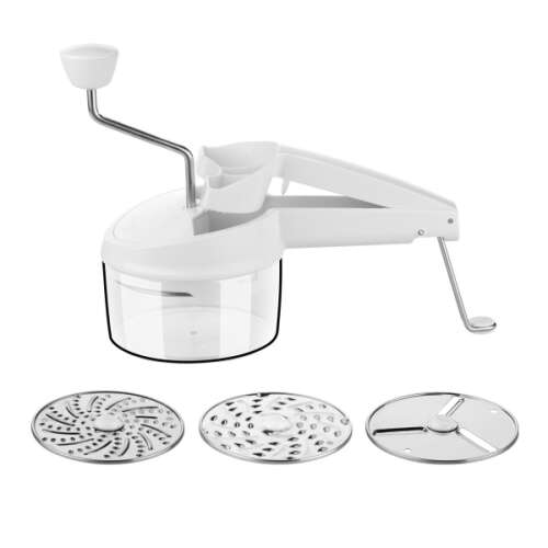 Tescoma HANDY rotary grater with 3 blades, white, stainless steel, for vegetables, fruits, nuts, chocolate, cheese