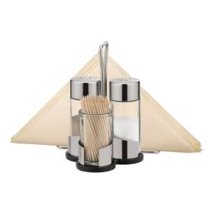 CLUB Salt, Pepper, Toothpick and Napkin Holder Set, stainless steel, glass, 3 piece set - Tescoma